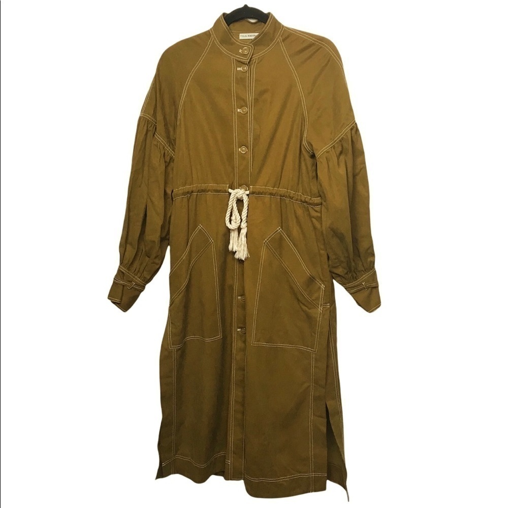 Ulla Johnson Golden Tan Olive Cyril Trench Coat Approx Medium